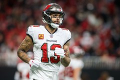 ampa Bay Buccaneers wide receiver Mike Evans (13) in action against the Atlanta Falcons in the second half at Mercedes-Benz Stadium