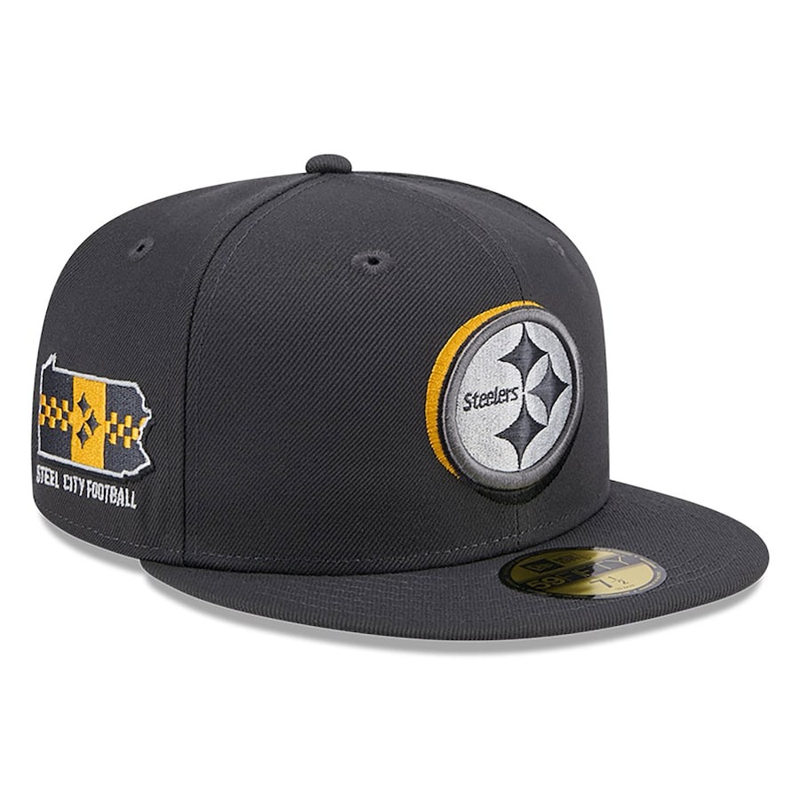 Pittsburgh Steelers New Era Official 2024 NFL Draft On Stage 59FIFTY Fitted Hat - Graphite